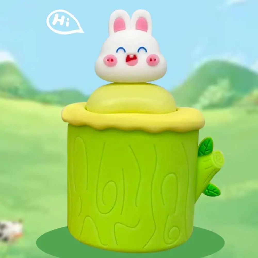 Interesting Soft Animal Cup Squeeze Elastic Rabbit Tree Stump Squeeze Panda TPR Pinch Keychain Children