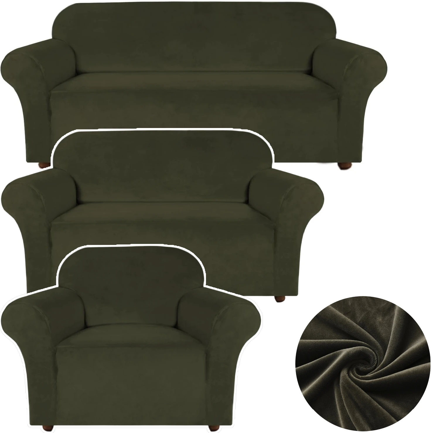 Velvet Couch Covers Sofa Covers Stretch Sofa Slipcovers with Non Slip Elastic Bottom Furniture Protector for Pets