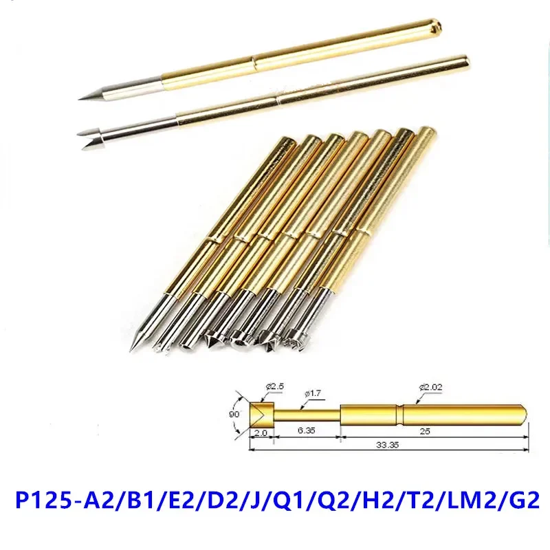 

20PCS Per Pack Spring Test Pin P125-A2 B1 E2 D2 J1 Q1 Q2 H2 T2 Outer Diameter 2.02mm Length 33.5mm PCB Probe Pins