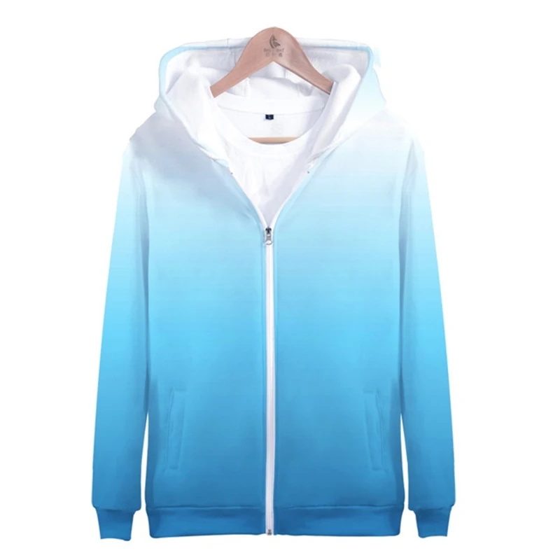 

Simple Gradient Pattern Zip Up Hoodies Fashion Casual Long Sleeve Men Women 3D Printed Couple Pullover Loose Harajuku Sweatshirt