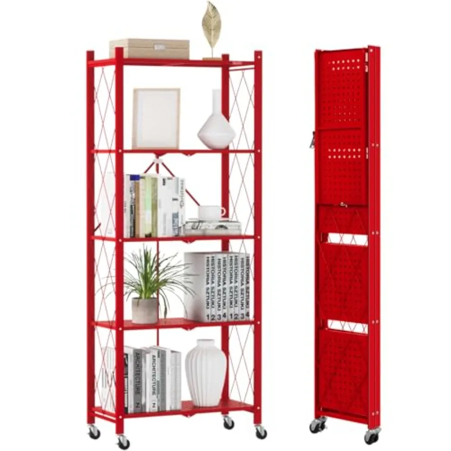 

Самоскладывающийся стеллаж ookca с колесами, сверхпрочный, отдельно стоящий, металлический, для гостиной, офиса, кухни, кладовой