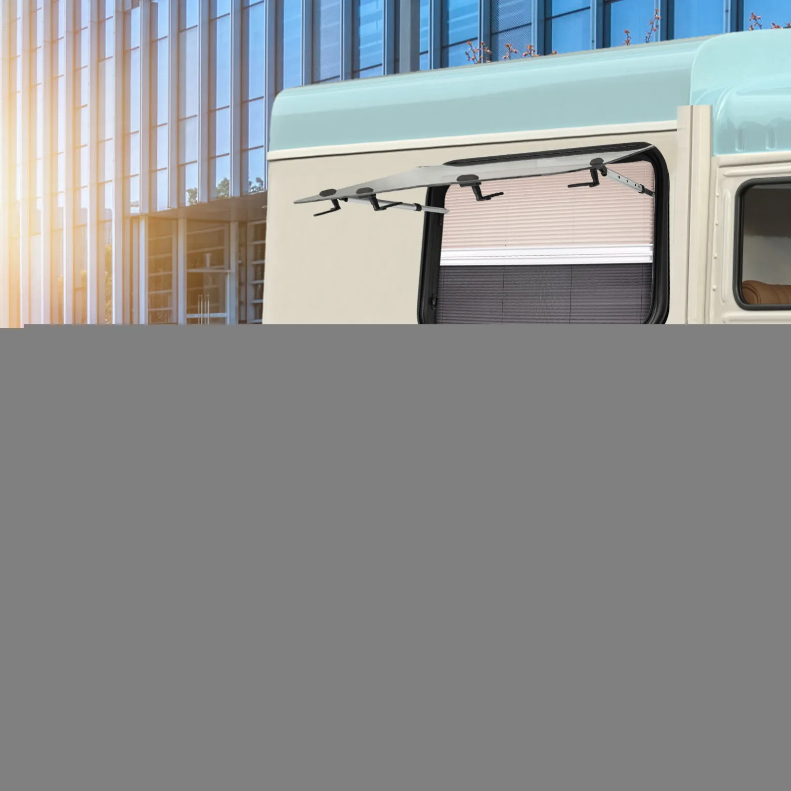 

36" x 22" RV Exit Window w/Screen & Shade - Ultra Thick Tempered Glass (90x55cm Radius Corner) for Camper/Trailer