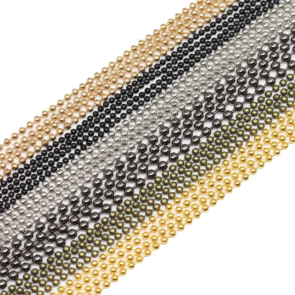5m/lot 1.2 1.5 2.0 mm Metal Ball Bead Chains Findings Bulk Kettingen Necklace Chain For Jewelry Making Supplies DIY Accessories