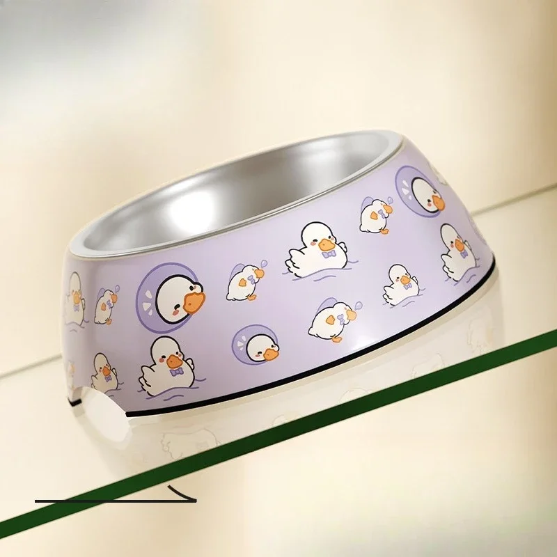 Convenient and Cute and Creative Household Stainless Steel Dog Bowl, Spill-proof Design - Durable and Stylish Pet Feeding Bowl