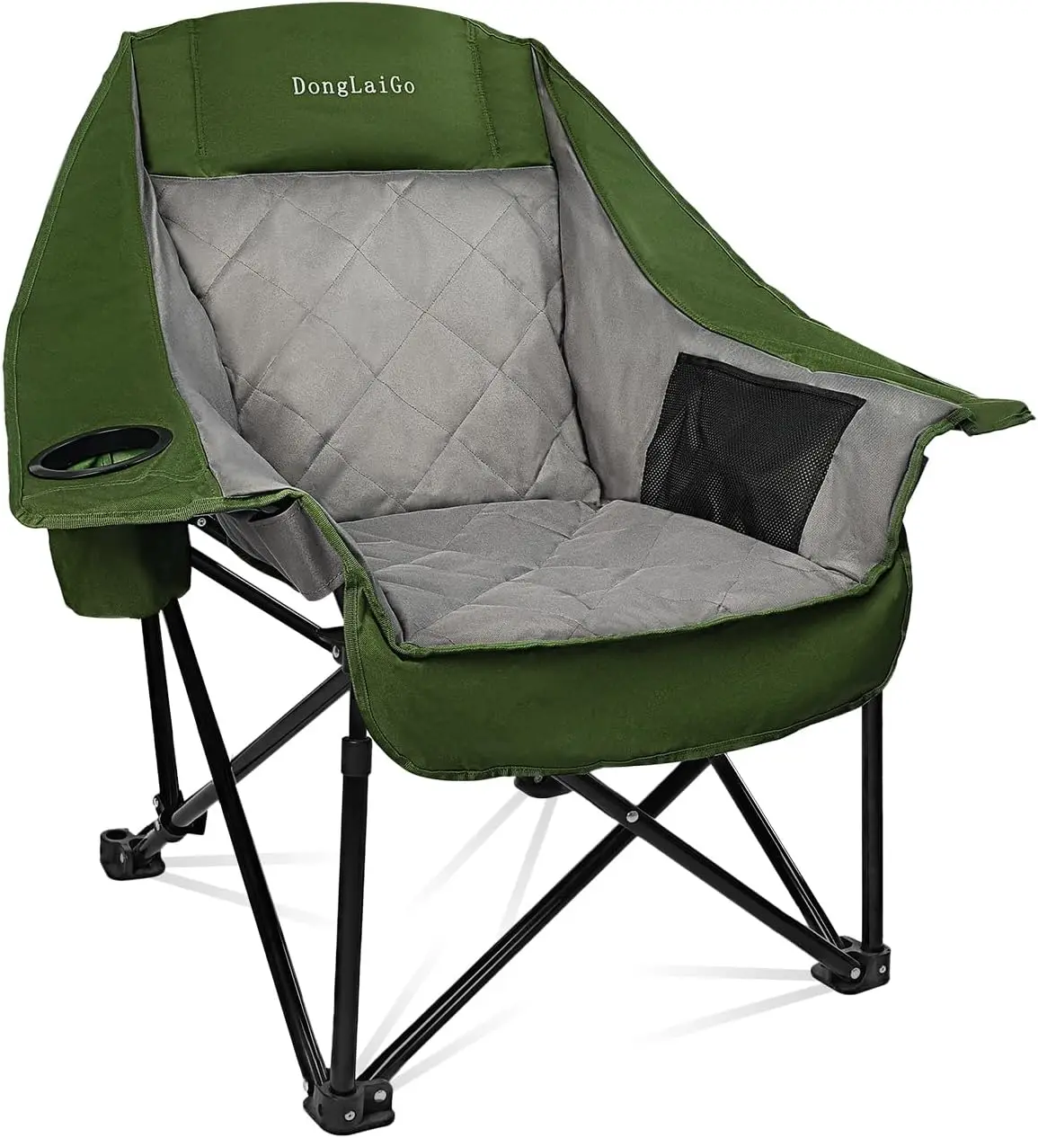 

Oversized Camping Chair with Cup Holder & Side Pocket, Heavy Duty 400lb Capacity, Portable Folding Outdoor Beach Lounge Chair