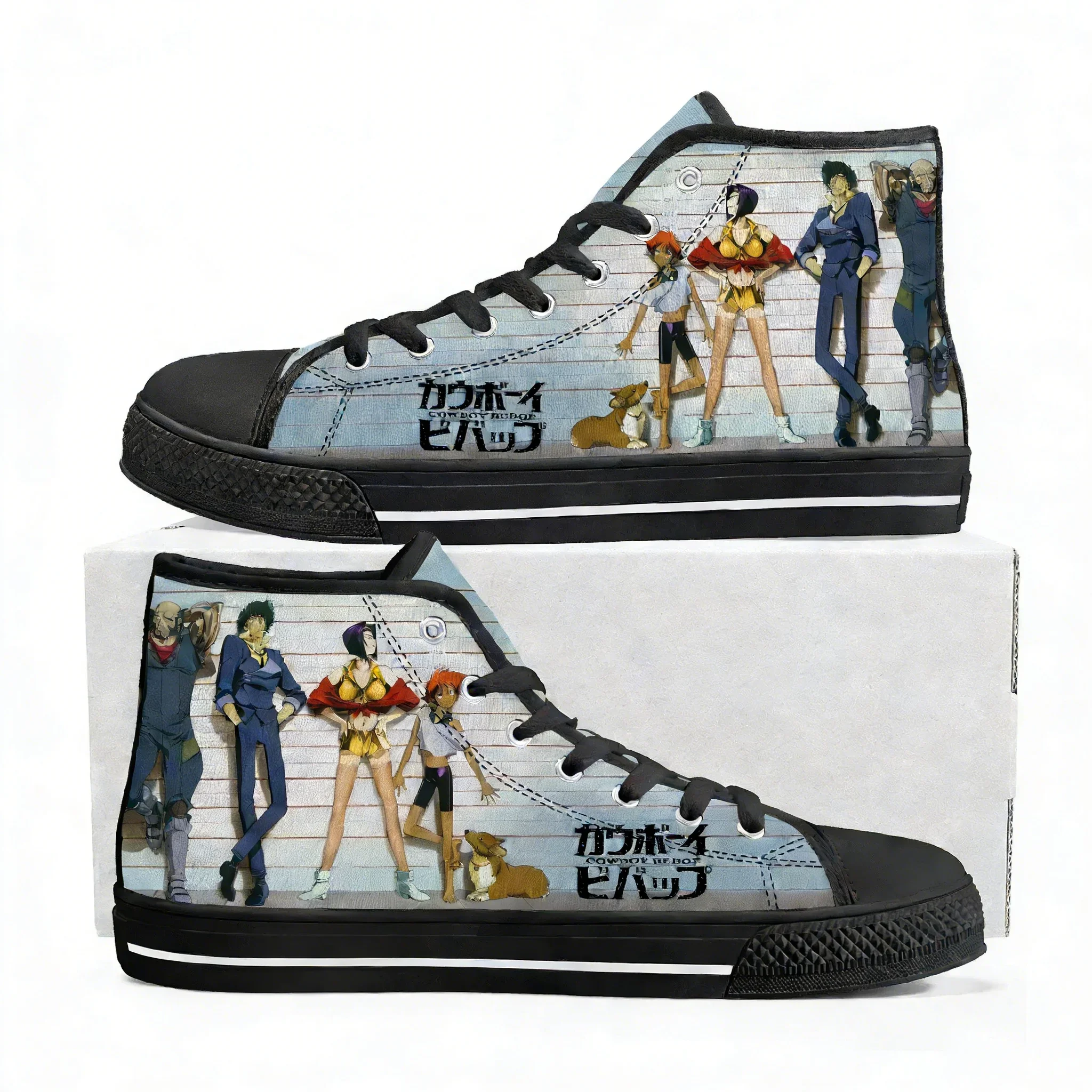 Hot Anime Manga Cartoon Cowboy Bebop High Top Sneakers High Quality Mens Womens Teenager Canvas Sneaker Couple Shoes Custom Shoe