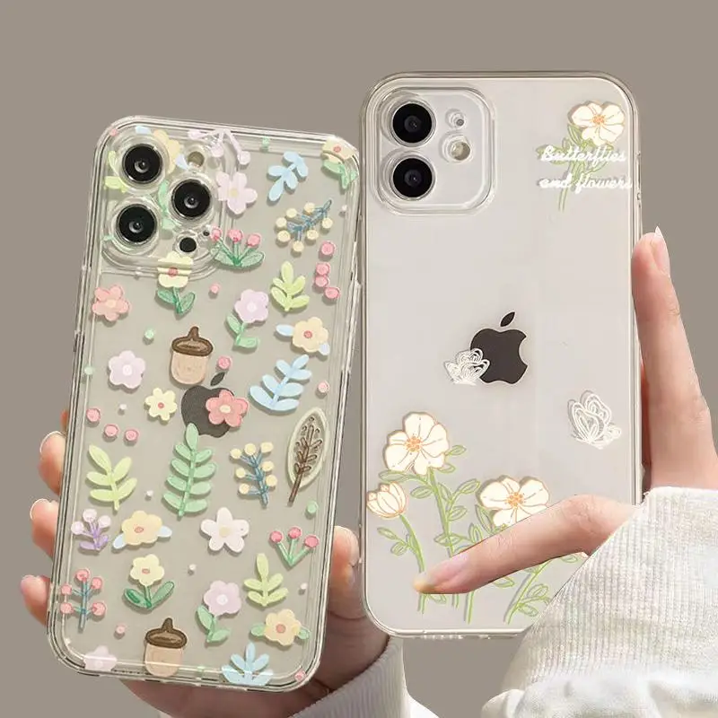Luxury Flower Phone Case For Samsung S26 S25 S24 S23 S22 S21 S20 FE Note20 Note10 Plus Ultra Lite Edge 5G Clear Soft TPU Cover