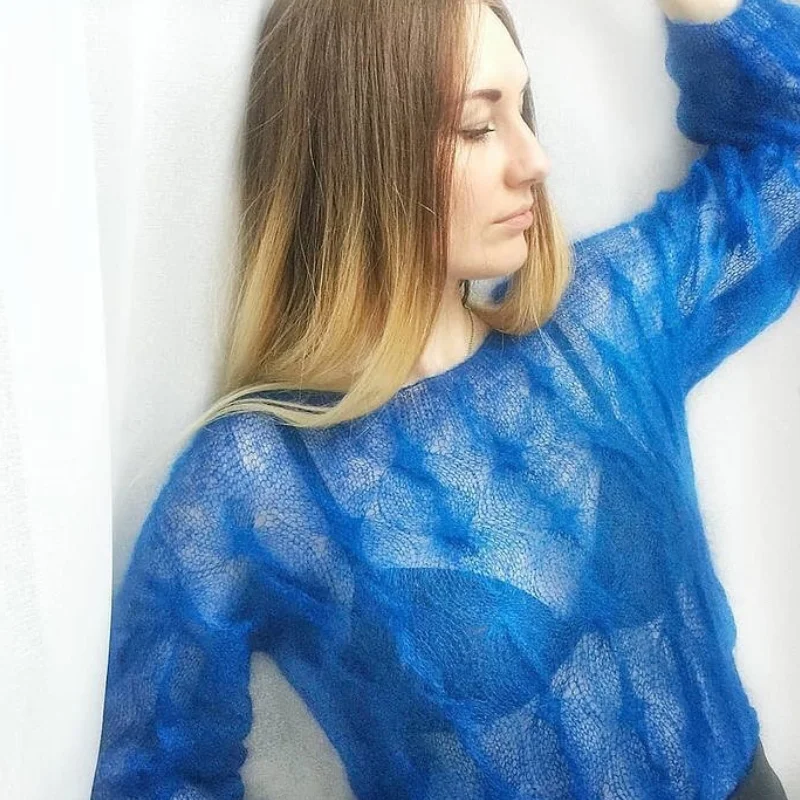 spring Round Neck Hollow Sweater for Women, Loose Pullover, Hand Woven, Hollow, Lazy Leisure, New Fashion, Summer2024