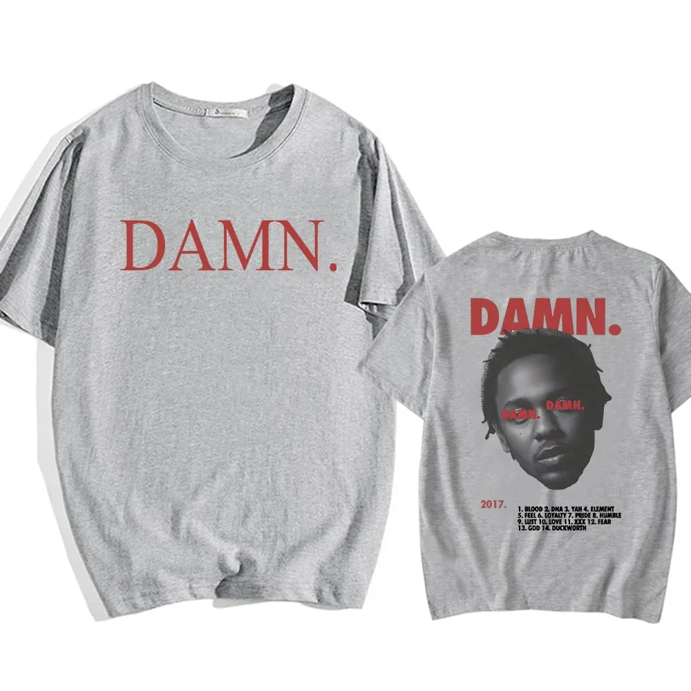 Kaos Oblong Musim Panas pria/wanita katun kaos oblong Rapper Kendrick Lamar Printing Album DAMN. Kaus grafis kualitas tinggi kaus uniseks