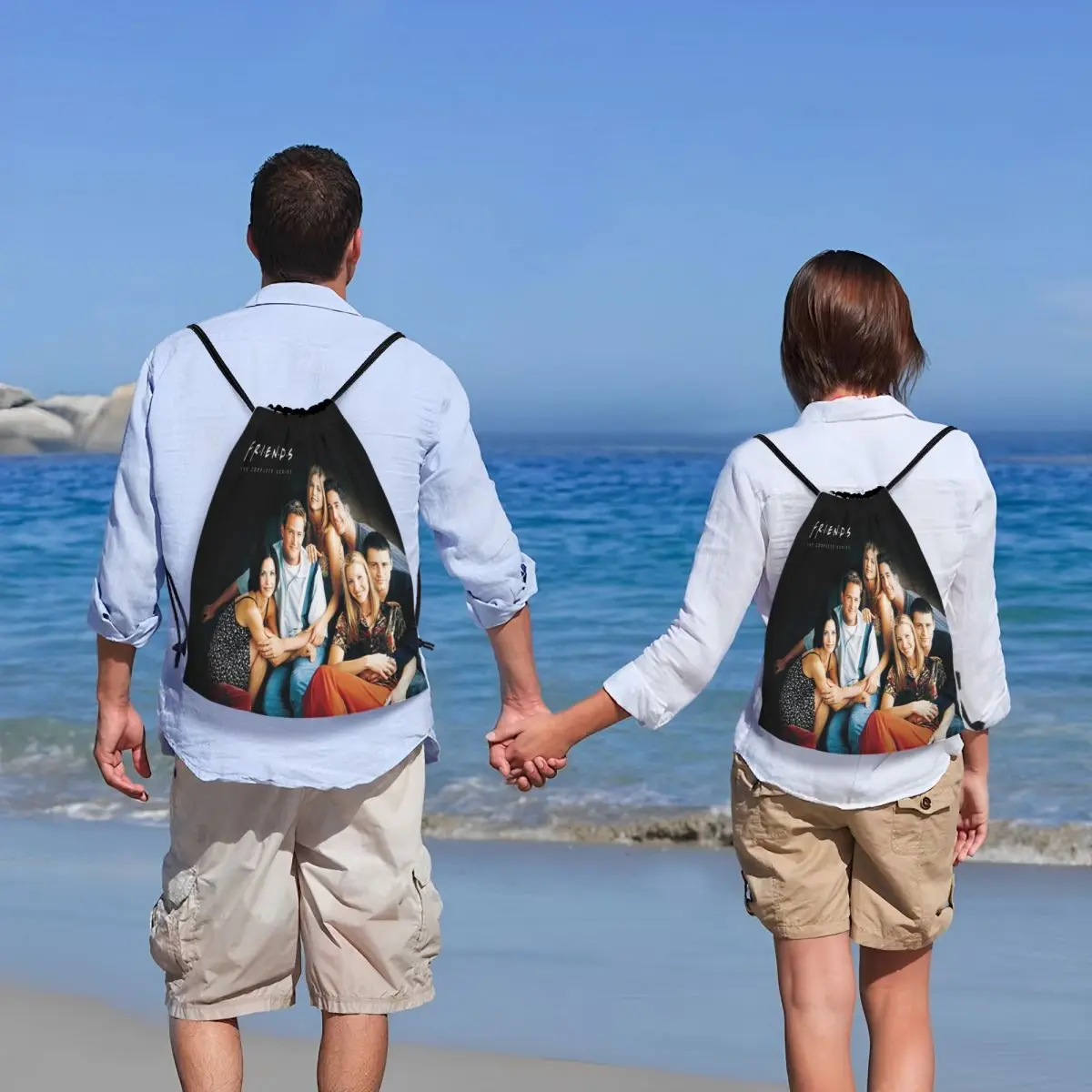 حقائب ظهر برباط مخصصة لشخصيات الأصدقاء للنساء والرجال خفيفة الوزن لعرض تلفزيوني وصالة الألعاب الرياضية وأكياس حقيبة للسفر