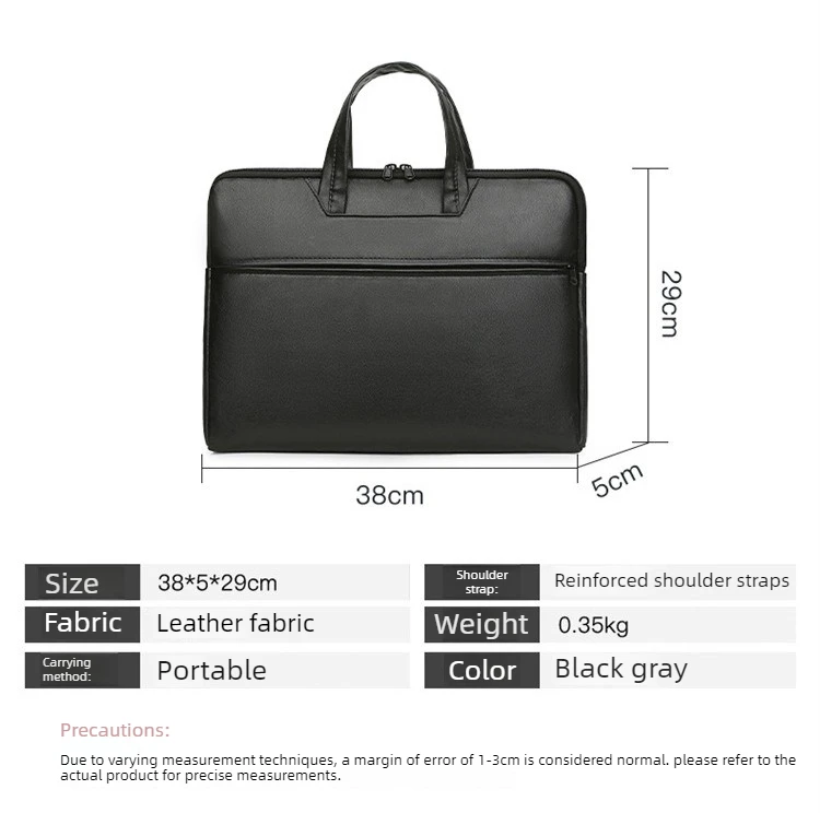 New PU Men's Briefcase - Large Capacity, Simple Design, Solid Color, Multi-functional, Waterproof, Horizontal Style Handbag