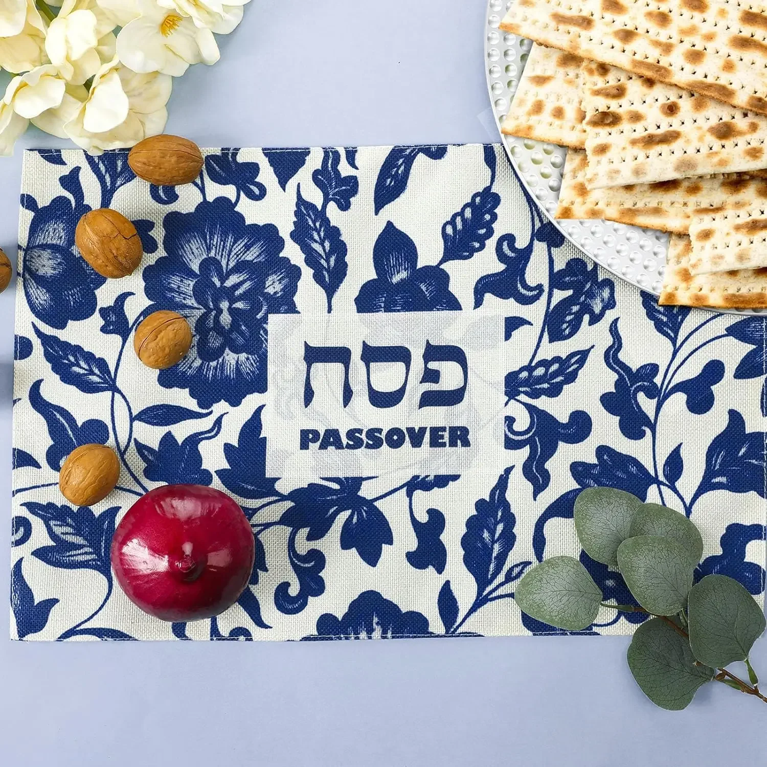 4Pcs Passover Placemats Washable Seder Matzo Table Mats Pesach Decoration Durable Table Mats For Passover Holiday Kitchen Dining