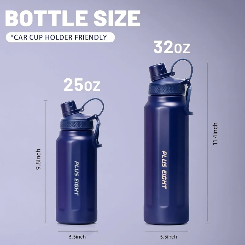 

32oz thermal stainless steel insulated bottle with straw lid, 24h cold 12h hot gym water bottle, leakproof wide mouth travel cup