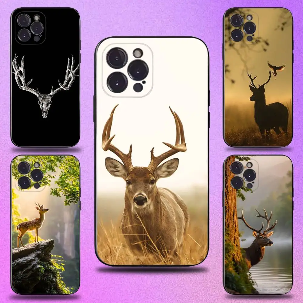 

Deer Hunting Camo Phone Case For iPhone 17,16,15,14,13,12,11 Plus,Pro Max,XS,X,XR,SE,Mini,8,7,Soft Silicone Black Cover