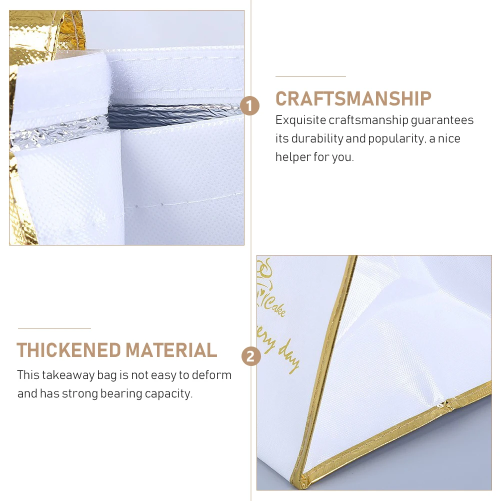 

1pc Insulated Food Delivery Bag Multi-Function Thermal Takeout Bag Hook Loop Fasteners Cake Pizza Packaging Fresh Keeping Lunch