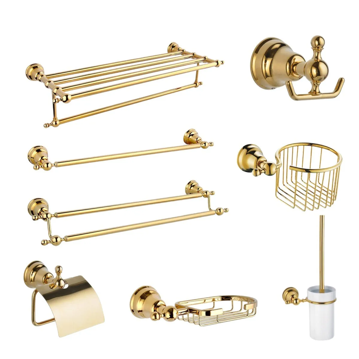 

Gold chrome simple European American towel rack bath towel rack set bathroom pendant simple retro bathroom pendant