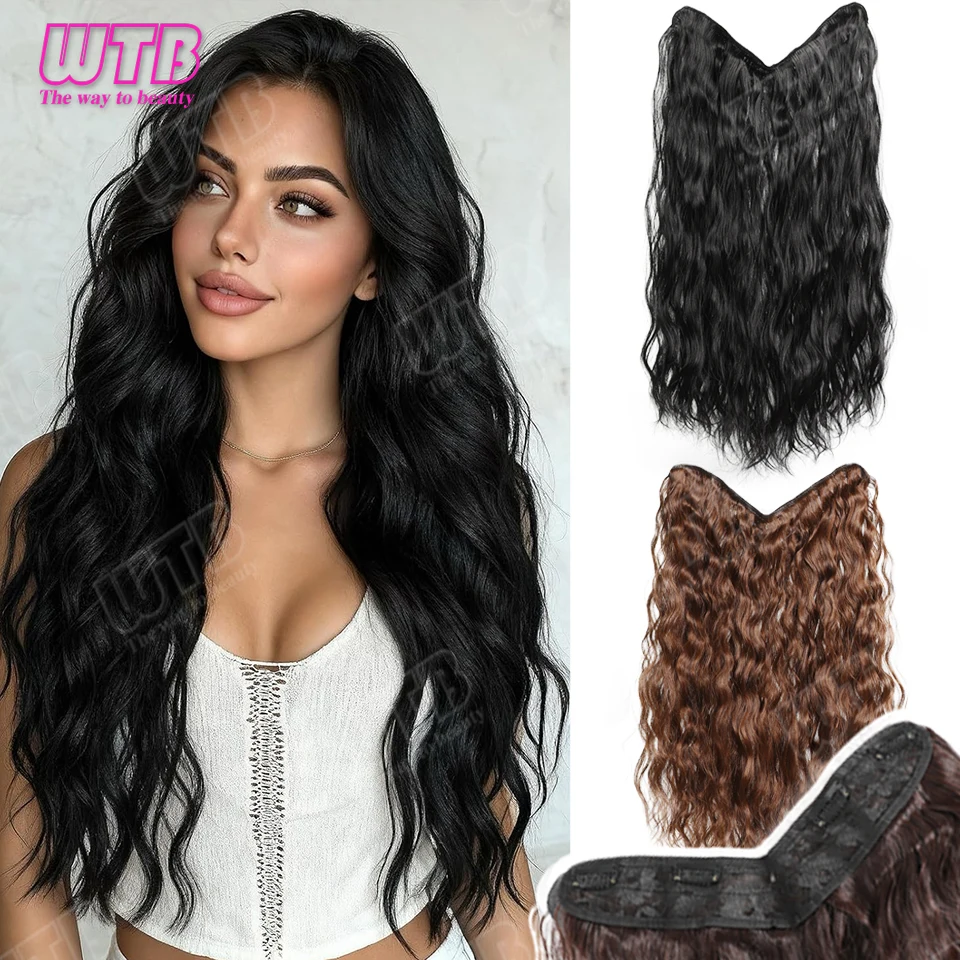 Multi-size Water Wave Synthetic Extension Wig BB Clip Style Wave Hair Extension Wig Suitable for Women's Everyday Wear Weddings