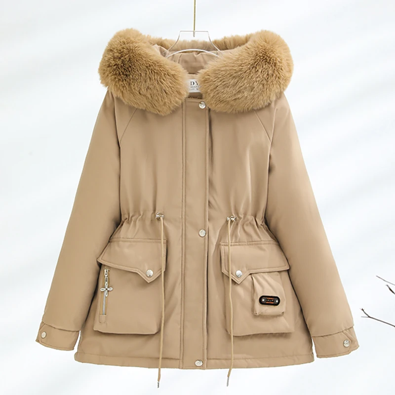 

Fashion Winter Coat Female Outerwears 2024 Fur Collar Lady Jackets Hooded Loose Thick Warm Parkas High Quality