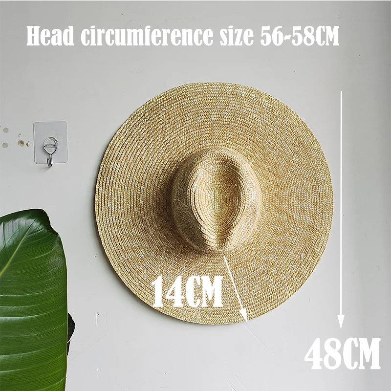 Oversized Jazz Natural Straw Hat Summer Sun Protection Hat Men's and Women's Outdoor Sun Hat Fishing Hat