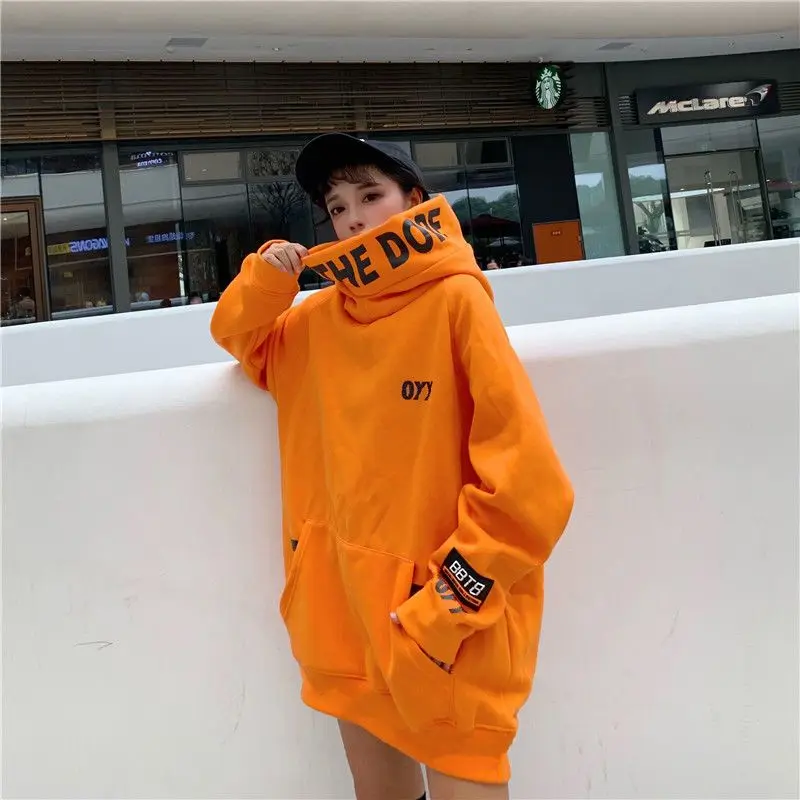 Autumn Winter Fashion Oversized Pullovers New Casual 2024 Women Clothing Letter Printing Tops Ladies Loose Hooded Sweatshirts