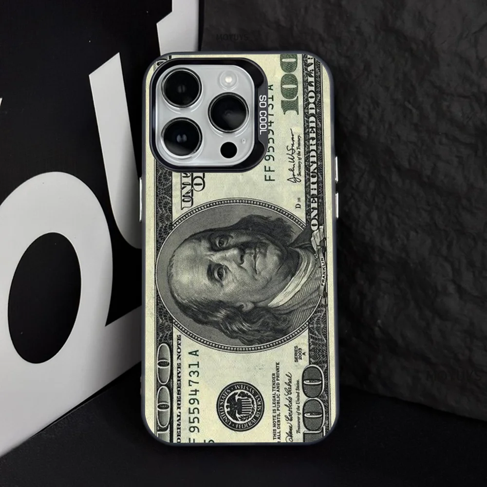 Dollars Money Phone Case IMD Color Silver Shell For IPhone 16 15 14 13 12 11 Pro Max Plus