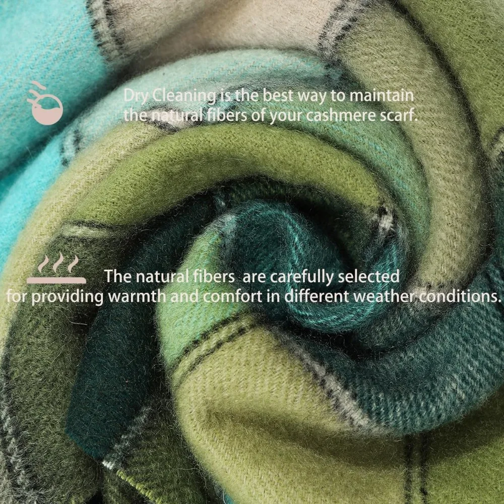 Dicke, karierte und solide Winterschals aus Kaschmir für Damen und Herren |   Leichte Wraps, ideal für kaltes Wetter und Reisen