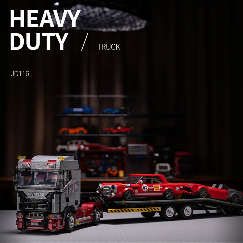 MOC Technischer Traktor-Anhänger Baustein-Modell Amerikanische LKWs Bausteine DIY-Spielzeug für Kinder Geburtstagsgeschenk-Set