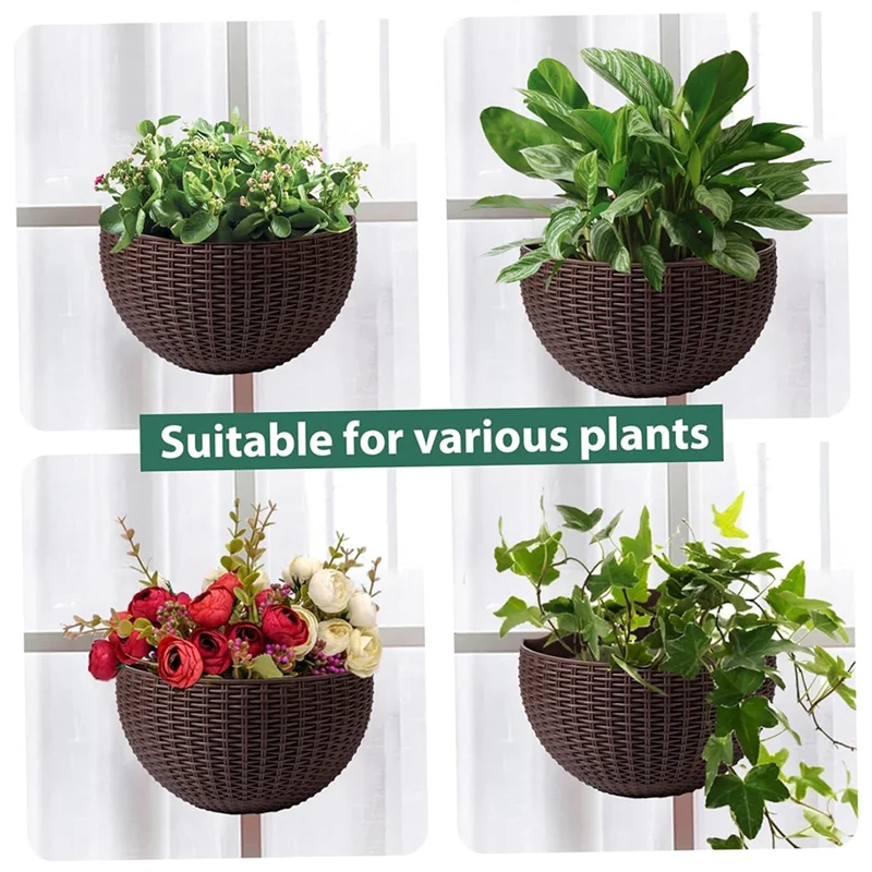 

ABFS Large European-Style Imitation Rattan Wall-Mounted Semi-Circular Flowerpot Lazy Flowerpot Durable
