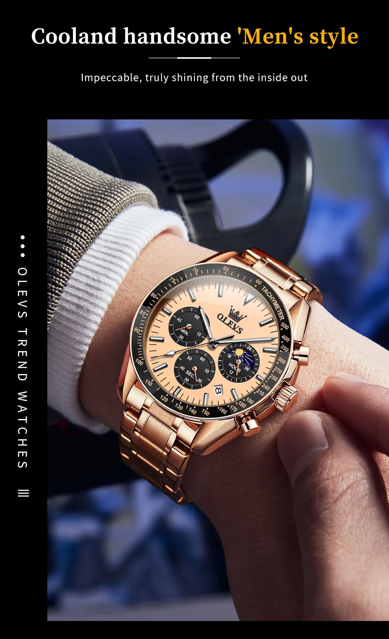 OLEVS Original Luxury Brand Watch Men 2024 NEW Multifunctional Chronograph Waterproof Luminous Trend Men's Wristwatches