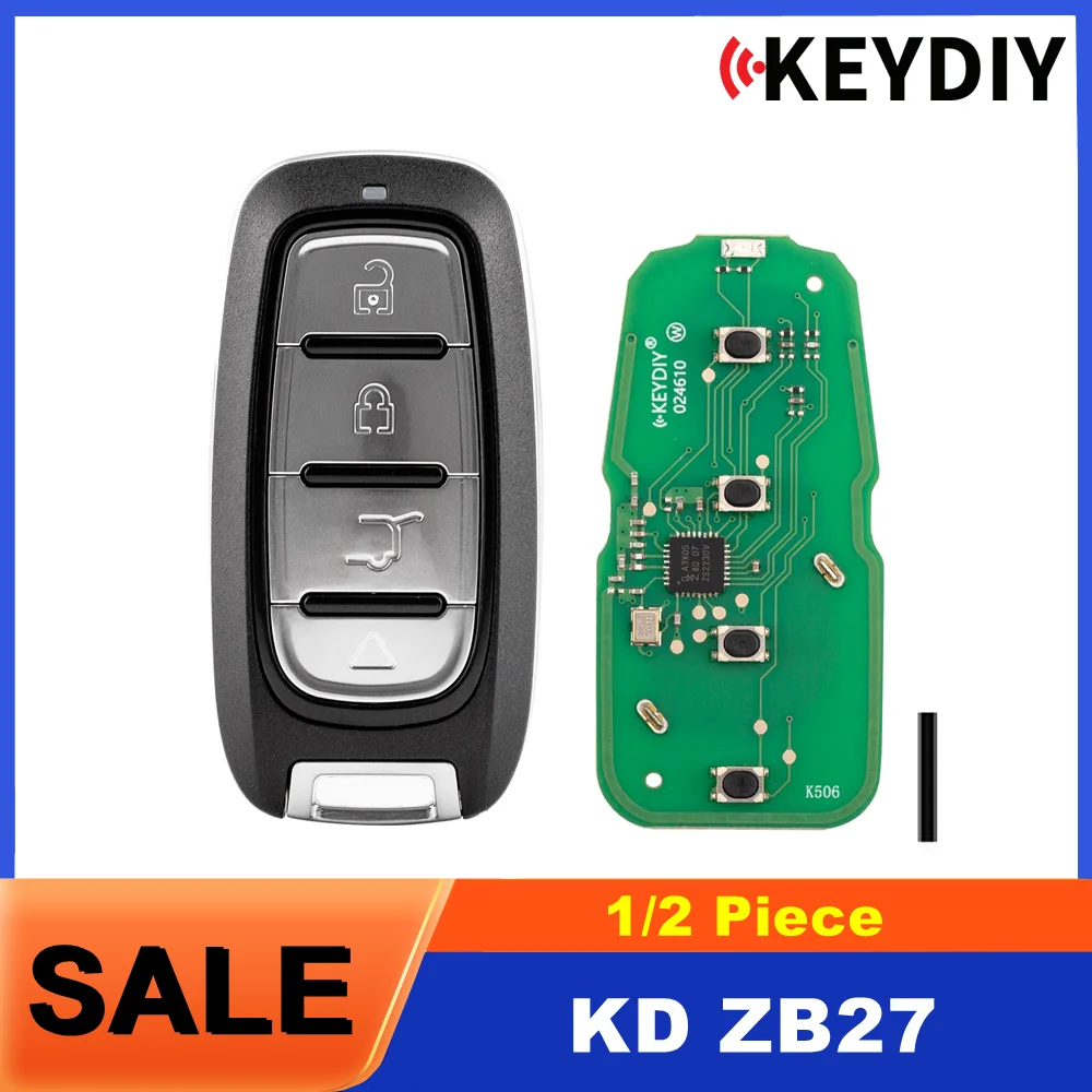 

1/2 Piece KEYDIY KD ZB27 for Chrysler Type Universal Car Smart Keys 4 Buttons Proximity / Smart / Keyless Go Remote