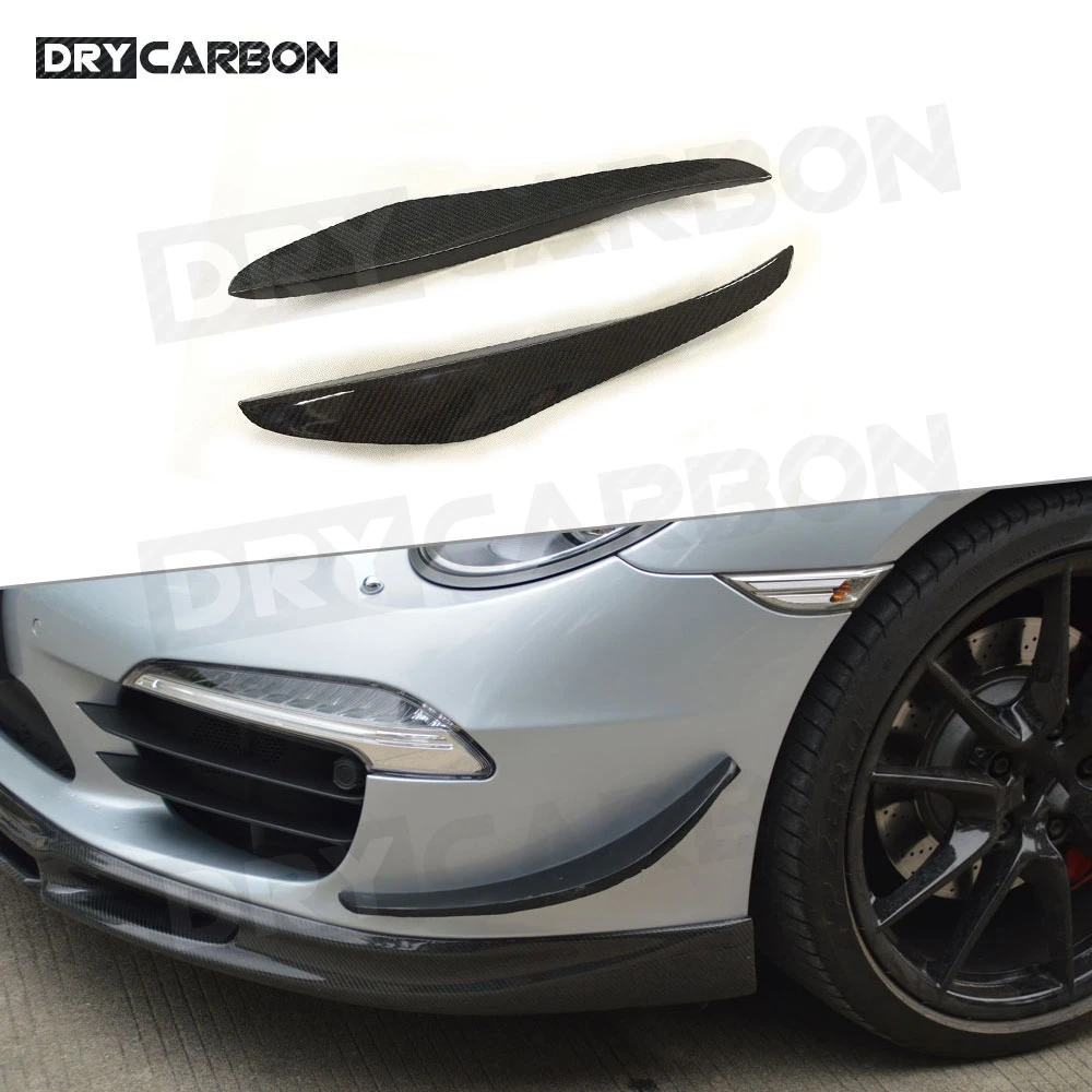 

2PCS Carbon Fiber Car Front Bumper Side Fins Trims Trunk Spoiler Canards Winglet fit for Porsche 911 991 GT3 2012 - 2015 FRP