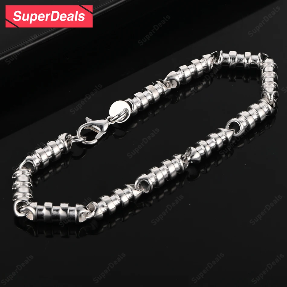 SuperDeals Bamboo Joint Chain 925 Sterling Silver Bracelet Women Gorgeous Popular Jewelry Engagement Party Valentine's Day Gift