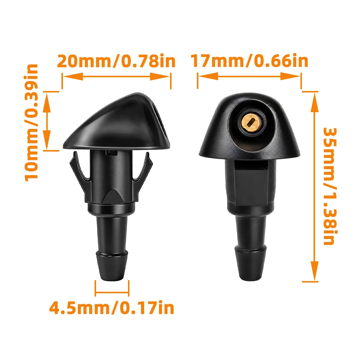 2 Stück Einloch-Windschutzscheiben-Waschdüse aus Messing, einstellbarer Sprühstrahl, passend für Honda Civic Jazz CR-V MK3 Accord Prelude, 76810-SEA-A01 – Detail 7