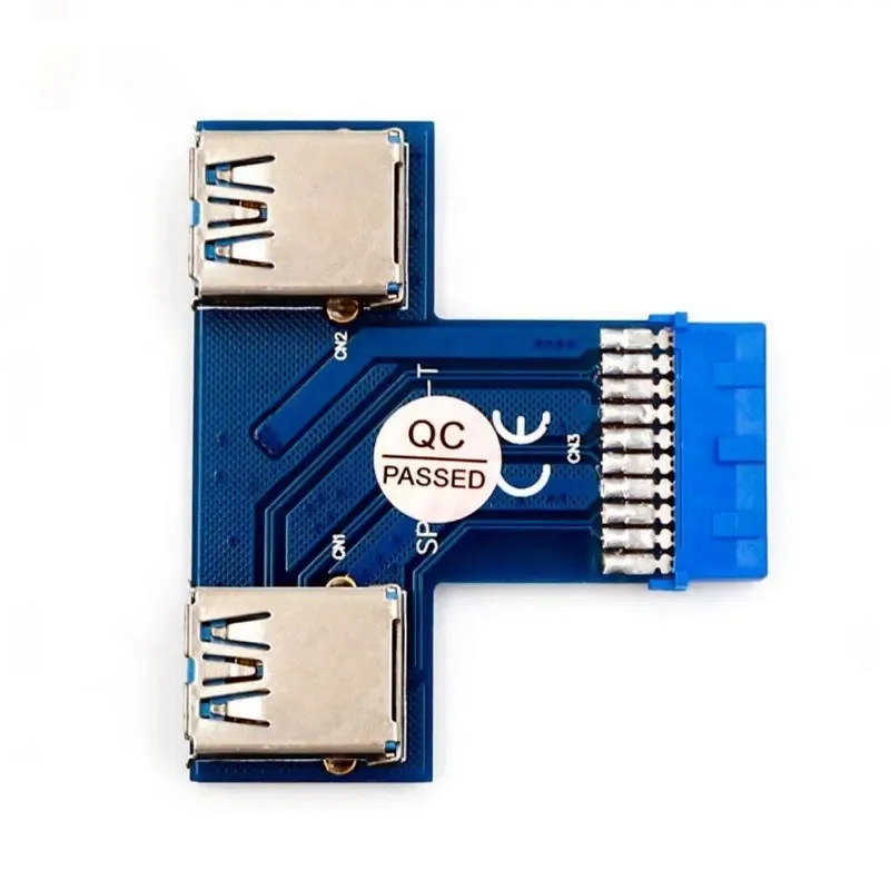 19Pin To Dual USB A Female Front Connector Converter USB3.2Gen1 19Pin USB 3.0 Adapter