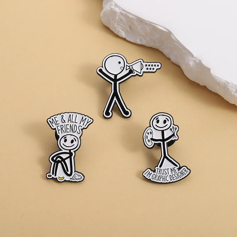 بسيطة خط الرسم بروش الكرتون متعة البوق على شكل مصمم شارة معدنية هدية صغيرة بالجملة غطاء دبابيس لحقائب الظهر التلبيب دبوس #4