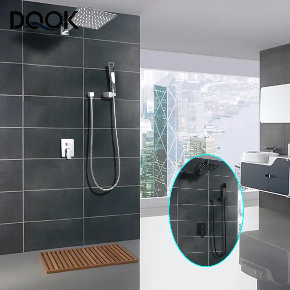 DQOK Thermostatic Shower Faucet Chrome  Bathroom  Shower Mixer Set Waterfall Rain Shower System Bathtub Faucet Taps