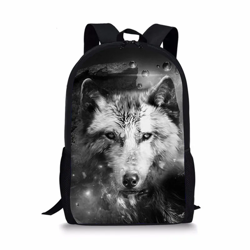 

Wolf Grey 3D Print School Bag for Teenage Boys Girls Bookbags Primary School Bags Kids Backpack Student Casual Knapsacks 16 Inch