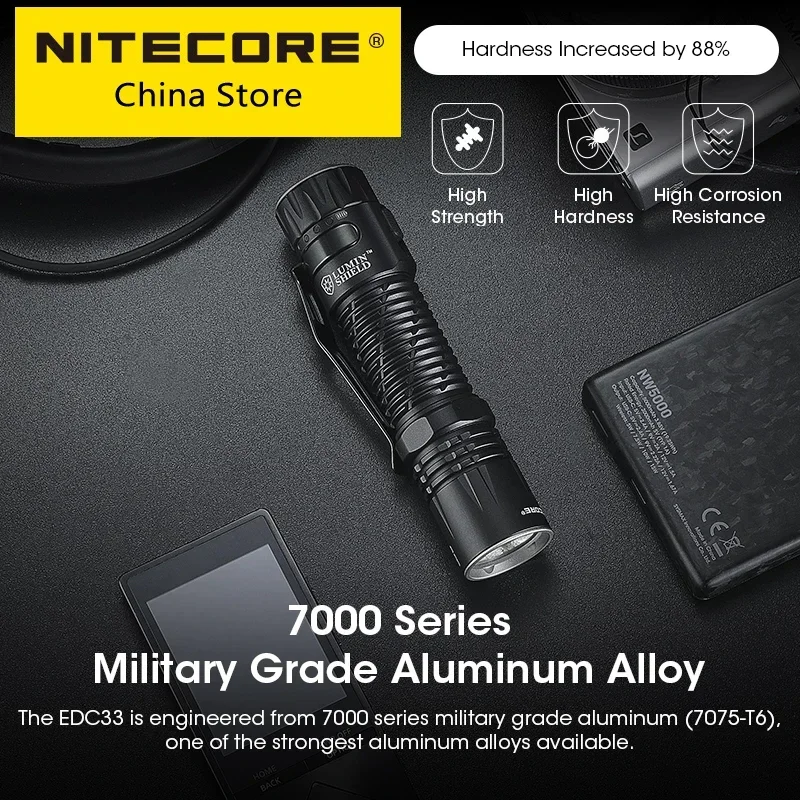 

2024 Nitecore EDC33 Tactical Flashlight USB-C Rechargeable Torch Light 450Meter UHi 20 Max Built-in 4000mAh 18650 Li-ion Battery