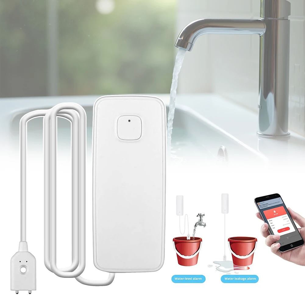 Smart WiFi Water Leaks Alarm Large Sound Water Overflow Level Detector For Pipe