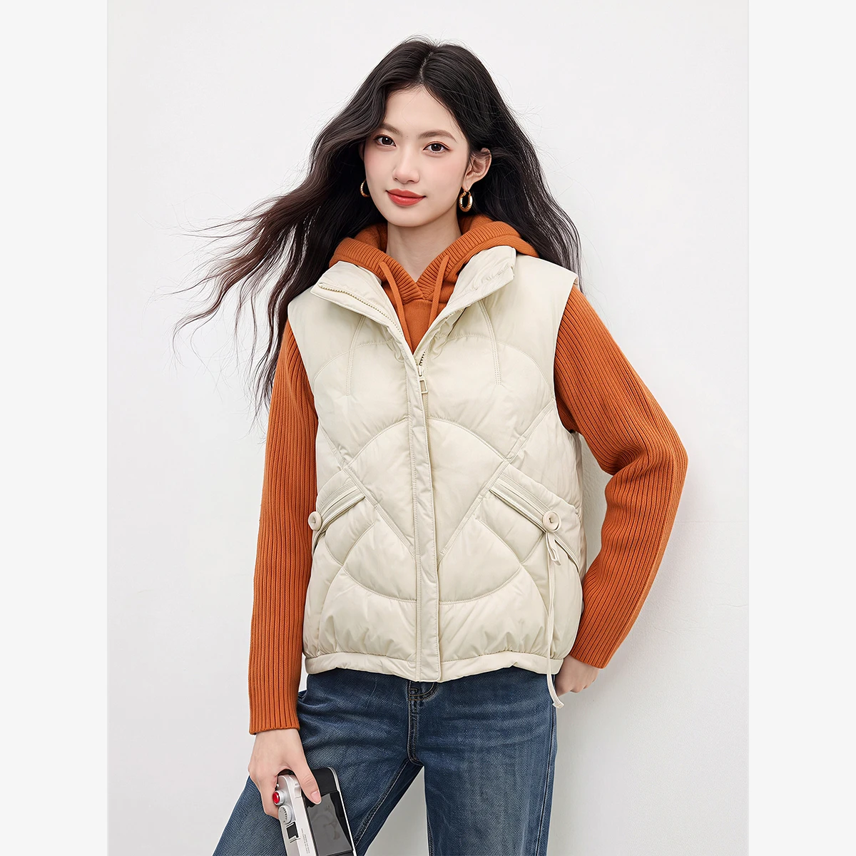 VIMLY 여성용 퀼팅 조끼 브라운 스탠드 칼라 다이아 - Women'S Fashion Quilted Jacket 리뷰 및 가격