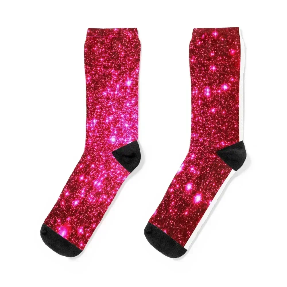 

Galaxy Sparkle Stars Hot Pink Socks essential soccer anti-slip loose Heating sock Socks Female Men's