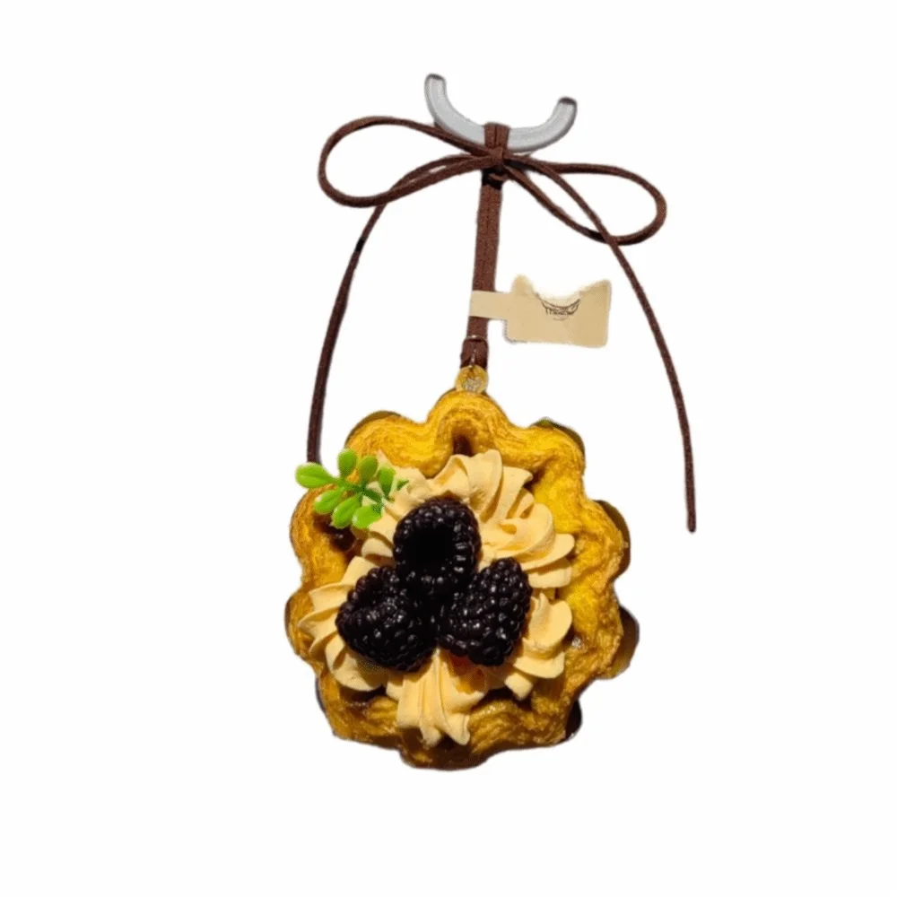 Simulation Food Egg Tart Keychain Miniature Dessert Puff Pastry Shape Egg Tart Model Keyring Flower Shape Sunflower
