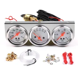 2'' Oil Pressure Voltage Meter Water Temp Triple Gauge Mechanical Chrome Bezel 52mm