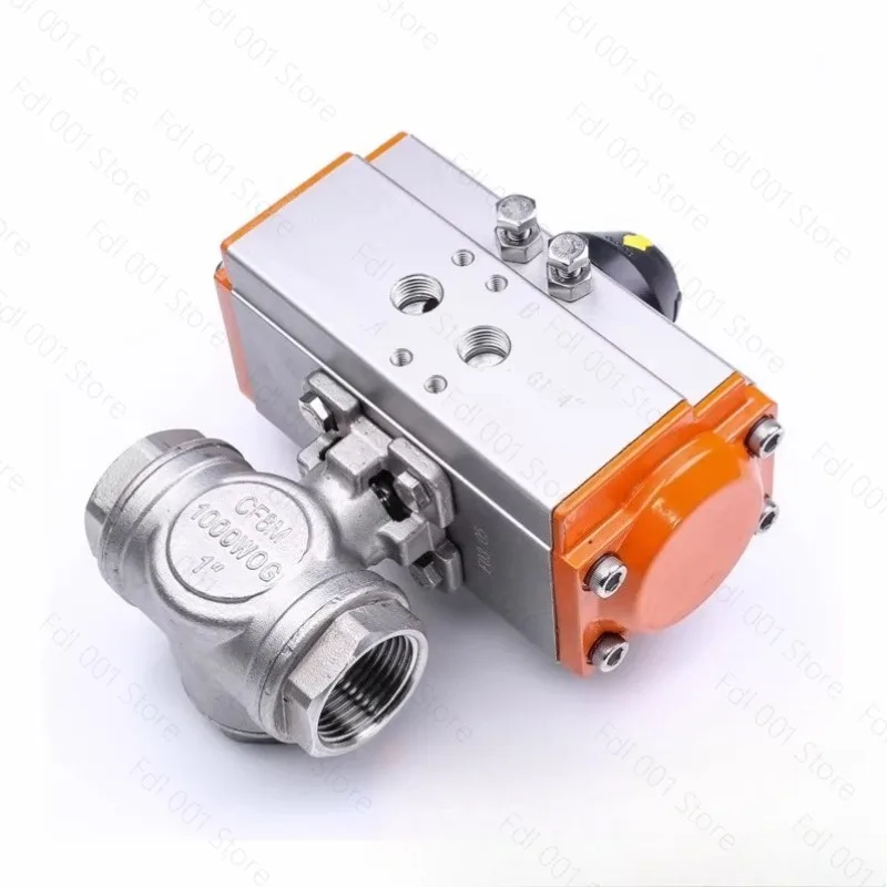 DN10 DN15 DN20 DN25  Three Piece Pneumatic Ball Valve With High Platform 304 Double Acting Cylinder