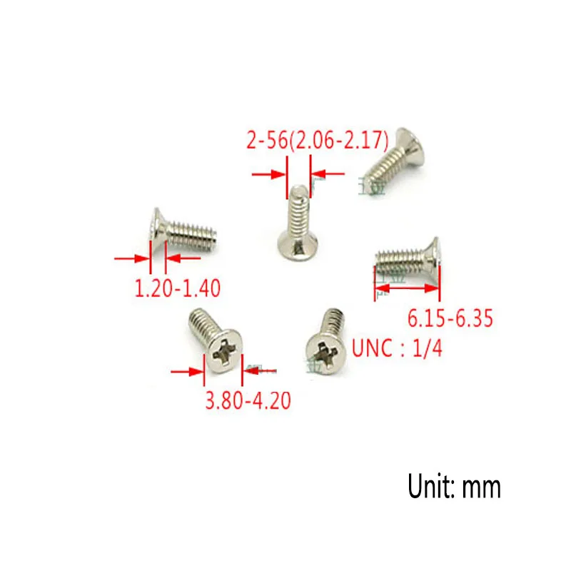 100Pc KM2-56*1/4 Mini Micro Small Nickel Plated Steel Cross Phillips Flat Countersunk Head Furniture Screw American System Bolt