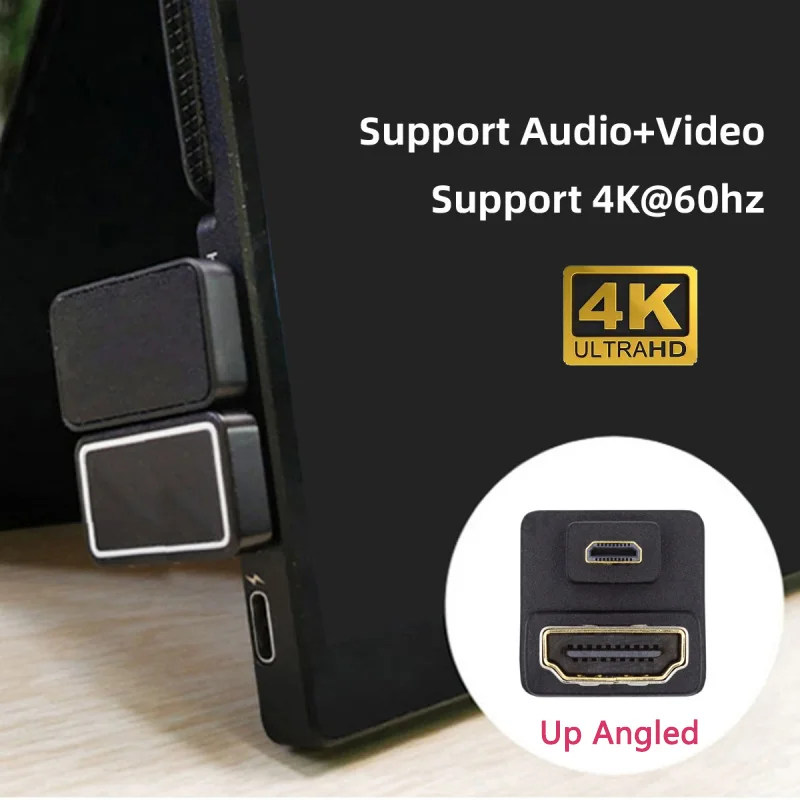 Convertidor adaptador de Audio y vídeo Micro HDMI 1,4 macho tipo D a HDMI hembra Protector de puerto 360 grados para cámaras monitores tabletas