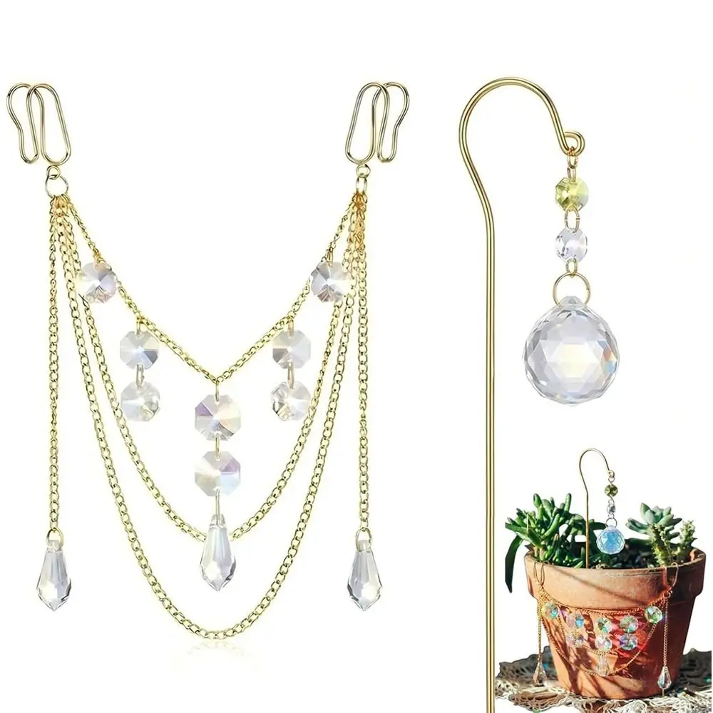 Handmade Crystal Suncatcher Pot Accessory Decorative Hanging Drop Bead Hanging Decoration Plant Decoration Plant Pot Pendant
