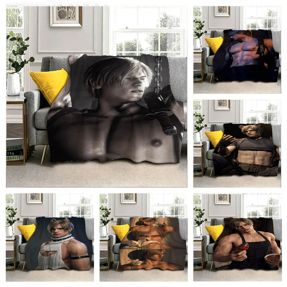 Cute Muscle Man L-Leon K-Kennedys Muscle Flannel Blanket Soft Throw Blanket Art For Home Decor Bedroom Bed Sofa Picnic Fans Gift