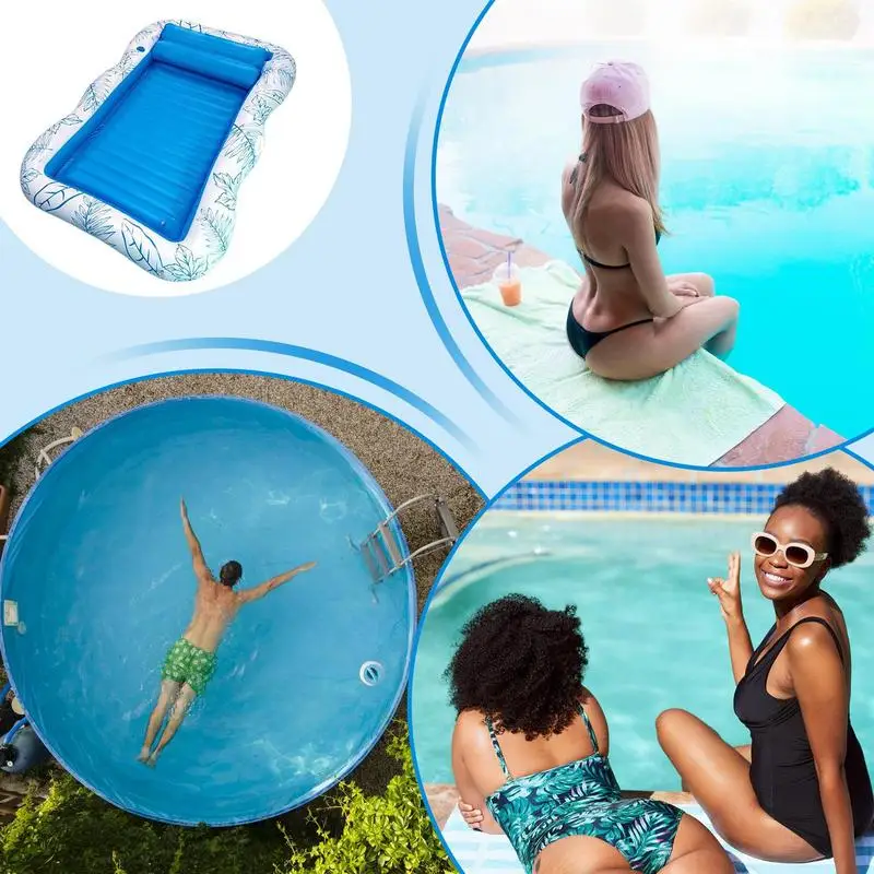 Zwembadvlot Opblaasbare drijvende waterhangmat Draagbaar zwembadvlot met bekerhouder voor bruinen Waterspel Vakantie Achtertuin Reizen