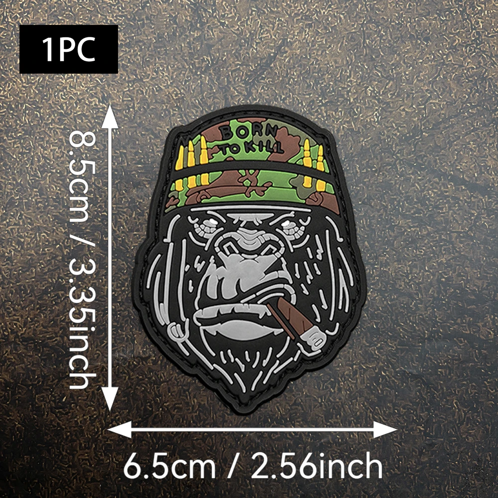 Tactical Gorilla Alien Pattern 2D Flat Pvc Material Patch with Velcro, Includes Backing Fabric, 1 Piece, Exquisite Pattern Details, Flexible Material, Won'T Damage Fabric, Versatile for Daily Use, Motorcycle Riding Clothing, Workwear Jackets, Functional Outerwear, Hats, Arm Decoration Accessories view 2